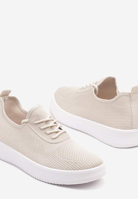 Beżowe Siateczkowe Buty Sportowe Sneakersy Eravessa 6