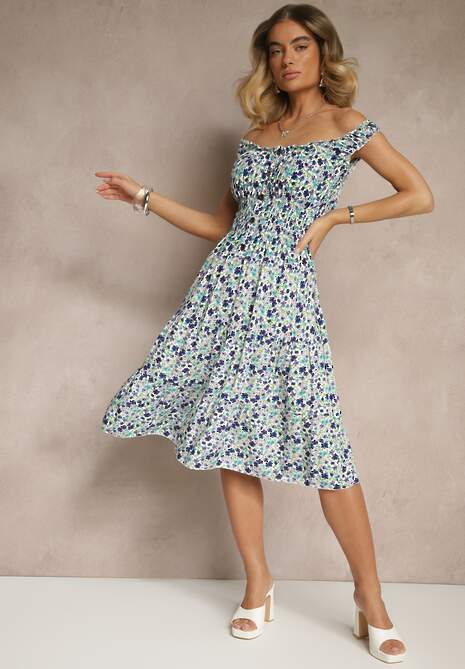 Rochie Roniselle Albă cu albastru 4