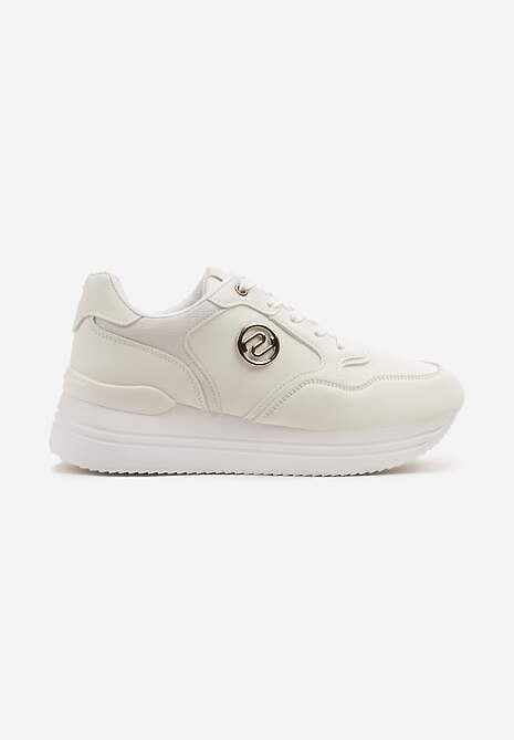 Białe Sneakersy na Platformie z Metaliczną Ozdobą Roniane 4