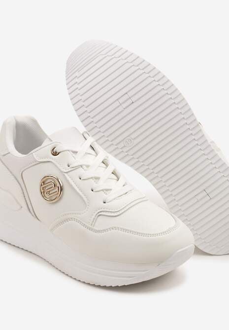 Białe Sneakersy na Platformie z Metaliczną Ozdobą Roniane 6