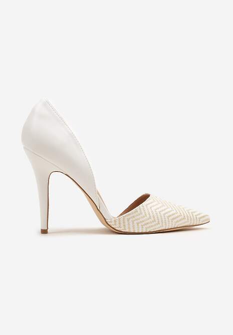 Białe Szpilki z Geometrycznym Wzorem Gommea 4