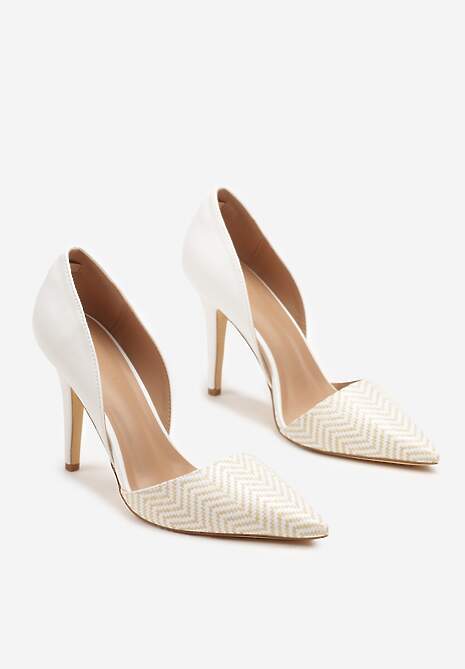 Białe Szpilki z Geometrycznym Wzorem Gommea 5