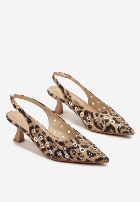 Panterkowe Sandały Slingback na Kaczuszce z Ozdobnymi Nitami Falovina 5