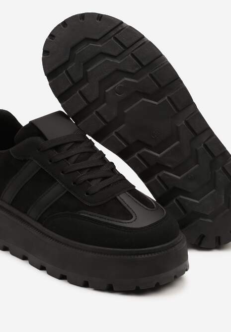 Czarne Sneakersy w Stylu Klasycznych Tenisówek na Platformie ze Żłobieniami Xarmio 6