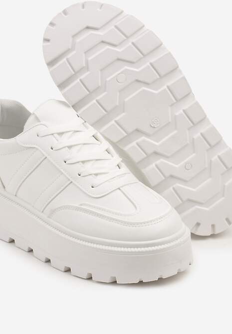 Białe Sneakersy w Stylu Klasycznych Tenisówek na Platformie ze Żłobieniami Xarmio 6