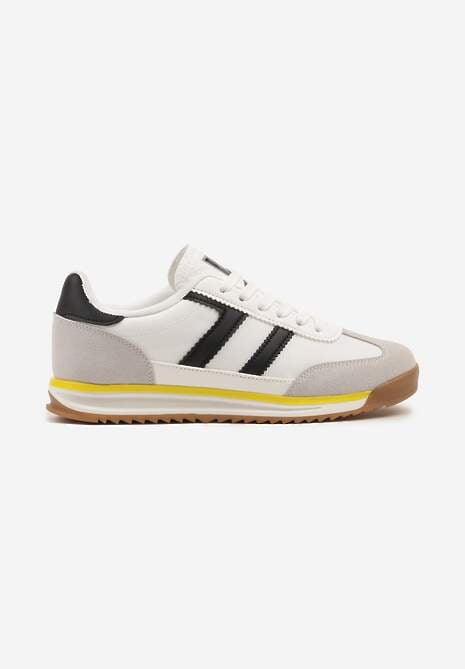 Białe Sneakersy Ozdobione Paskami Nairalina 4
