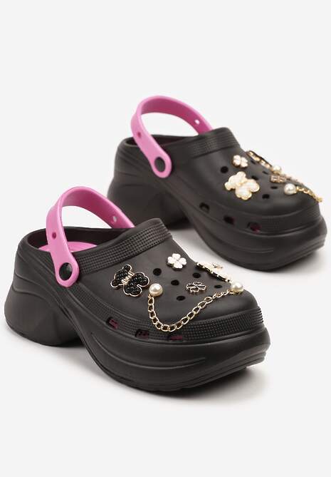 Papuci Pulessa Negru cu fucsia 5