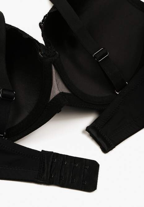 Czarno-Beżowy Biustonosz z Dodatkowymi Paskami Zdobiony Koronką i Cyrkoniami Ollimi 6