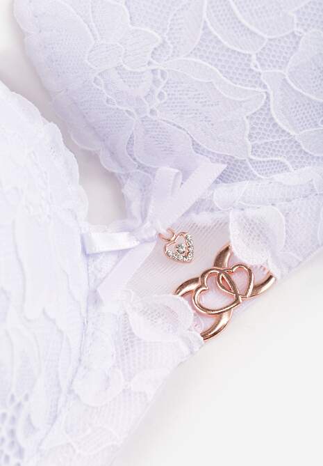 Biały Koronkowy Biustonosz Ozdobiony Metaliczną Aplikacją Mirzedi 7