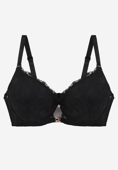 Czarny Koronkowy Biustonosz z Metaliczną Aplikacją Dorzedi 5