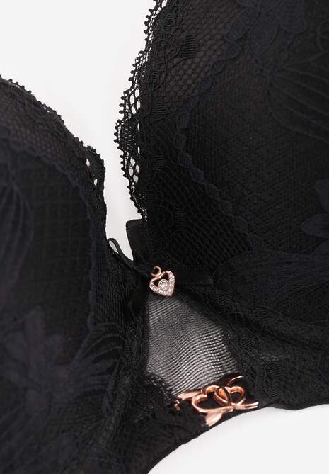 Czarny Koronkowy Biustonosz z Metaliczną Aplikacją Dorzedi 7