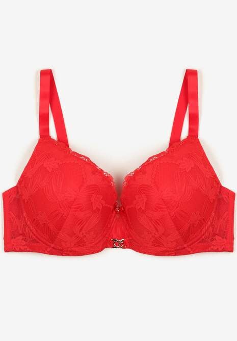 Czerwony Koronkowy Biustonosz z Metaliczną Aplikacją Dorzedi 5