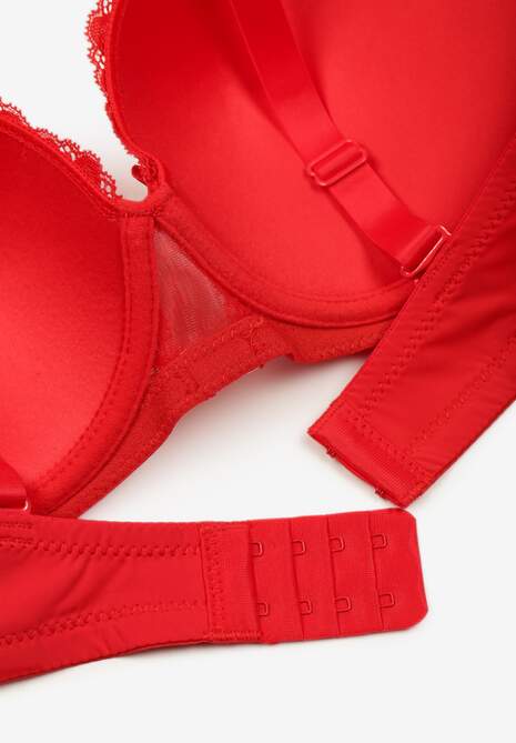 Czerwony Koronkowy Biustonosz z Metaliczną Aplikacją Dorzedi 6