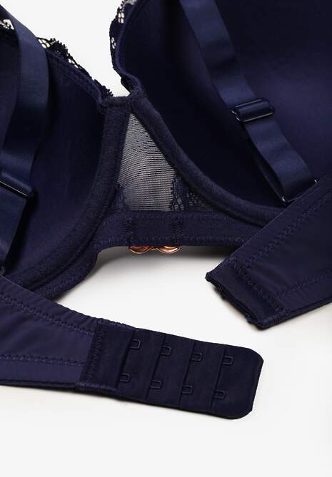 Granatowy Koronkowy Biustonosz z Metaliczną Aplikacją Dorzedi 6