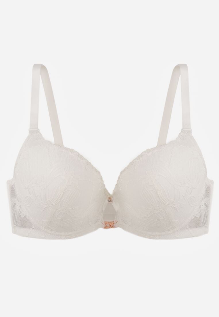 Jasnobeżowy Koronkowy Biustonosz z Metaliczną Aplikacją Dorzedi