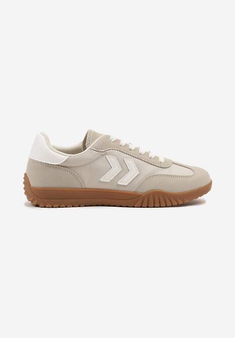 Beżowe Sneakersy Typu Kultowe Tenisówki Zdobione Przeszyciami Naporae 4
