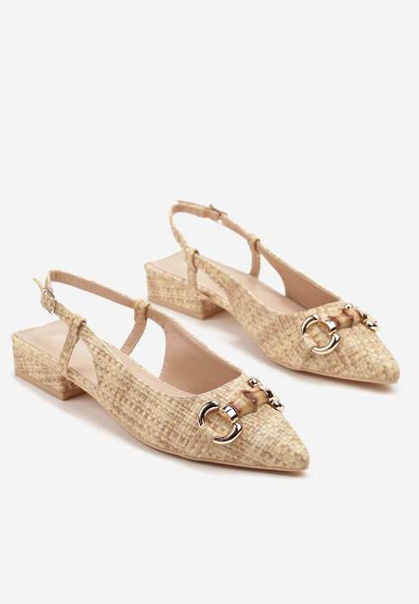 Beżowe Sandały Slingback z Ozdobną Klamrą Jenalina 5