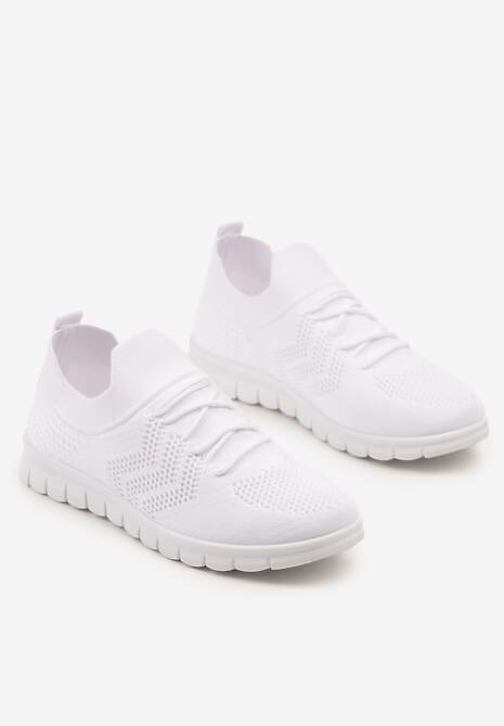 Białe Buty Sportowe Sneakersy z Elastyczną Cholewką Turezia 5