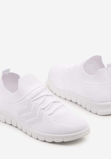 Białe Buty Sportowe Sneakersy z Elastyczną Cholewką Turezia 6