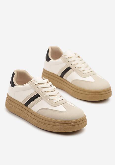 Beżowo-Czarne Sneakersy Kultowe Tenisówki na Grubej Podeszwie Ozdobione Wzorem w Panterkę Gonelis 5