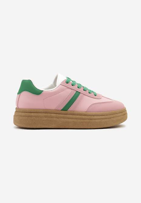 Różowe Sneakersy Kultowe Tenisówki na Grubej Podeszwie Ozdobione Wzorem w Panterkę Gonelis 4