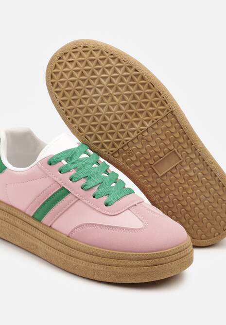 Różowe Sneakersy Kultowe Tenisówki na Grubej Podeszwie Ozdobione Wzorem w Panterkę Gonelis 6