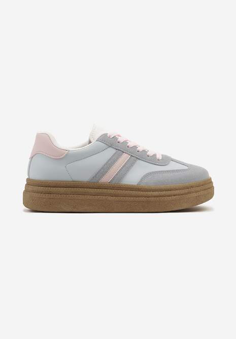 Niebieskie Sneakersy Kultowe Tenisówki na Grubej Podeszwie Ozdobione Wzorem w Panterkę Gonelis 4