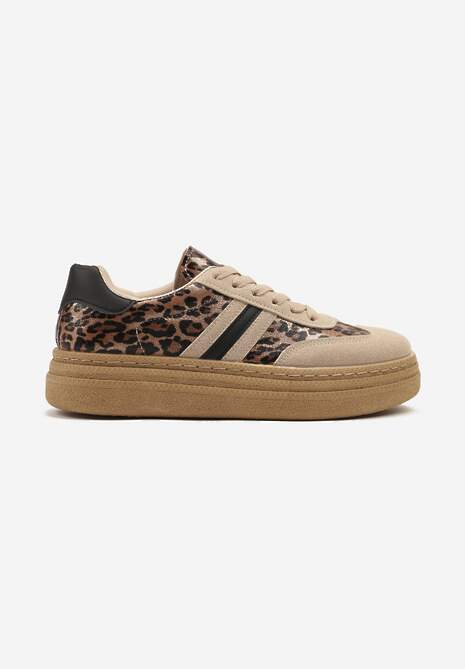 Panterkowe Sneakersy Kultowe Tenisówki na Grubej Podeszwie Ozdobione Wzorem w Panterkę Gonelis 4