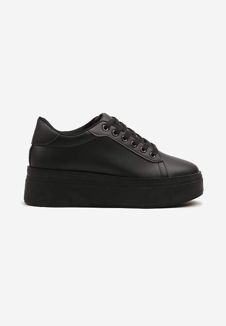 Czarne Basicowe Sneakersy na Platformie Milio 4