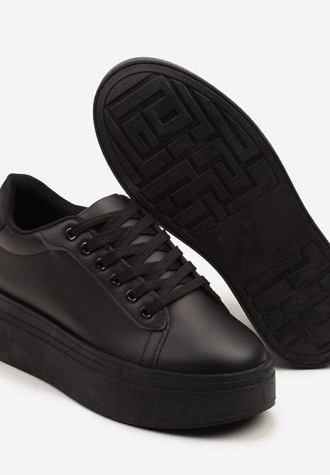 Czarne Basicowe Sneakersy na Platformie Milio 6