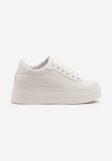 Białe Basicowe Sneakersy na Platformie Milio 4