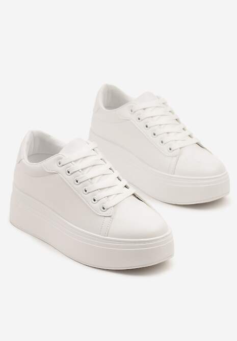 Białe Basicowe Sneakersy na Platformie Milio 5