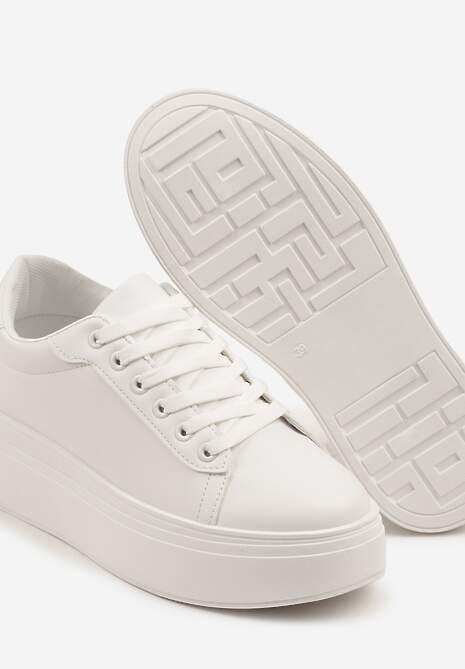 Białe Basicowe Sneakersy na Platformie Milio 6