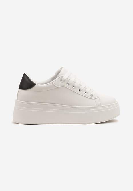 Biało-Czarne Basicowe Sneakersy na Platformie Milio 4