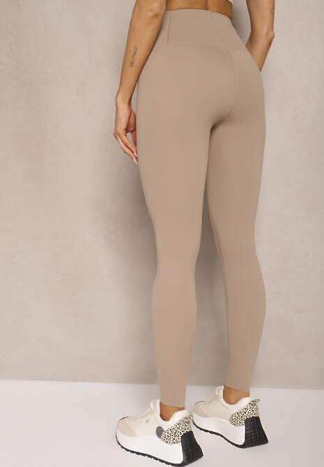Beżowe Basicowe Legginsy High Waist Tofelia 4