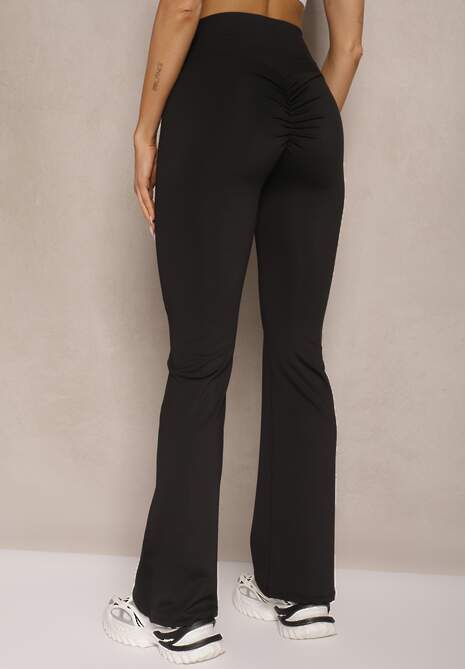 Czarne Legginsy Dzwony High Waist Orruvana 4