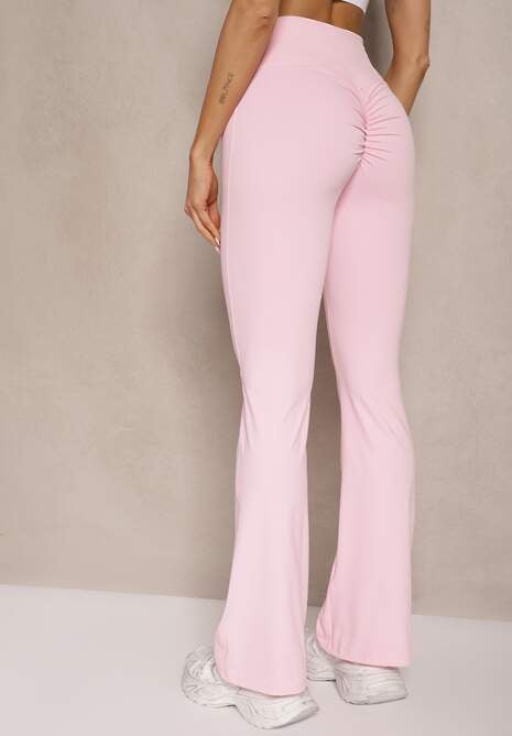 Różowe Legginsy Dzwony High Waist Orruvana 4