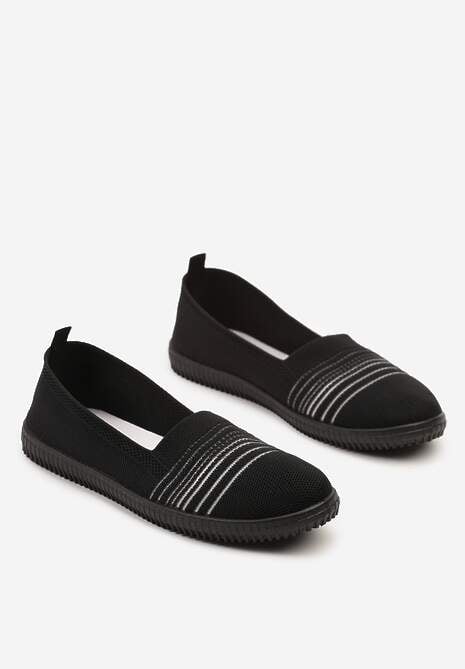 Czarne Tenisówki Ozdobione Paskami Heloti 5