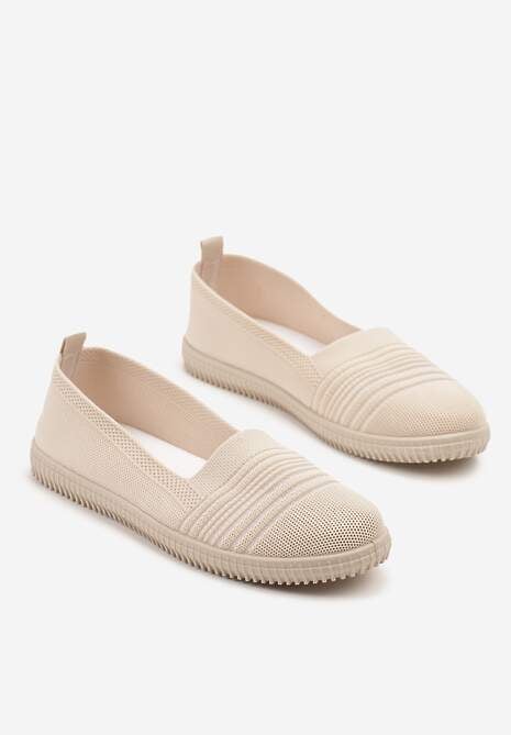 Beżowe Tenisówki Ozdobione Paskami Heloti 5