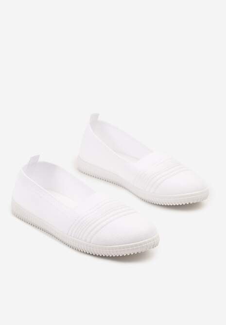 Białe Tenisówki Ozdobione Paskami Heloti 5