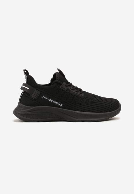 Czarne Buty Sportowe Sneakersy Ozdobione Tłoczeniem i Napisami Odalene 4