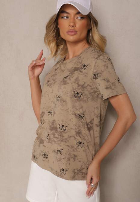 Ciemnobeżowy T-shirt z Bawełny z Motylkami Tenelesa 4