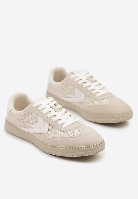 Jasnobeżowe Sneakersy ze Skóry Naturalnej w Stylu Kultowych Tenisówek Faloretia 5