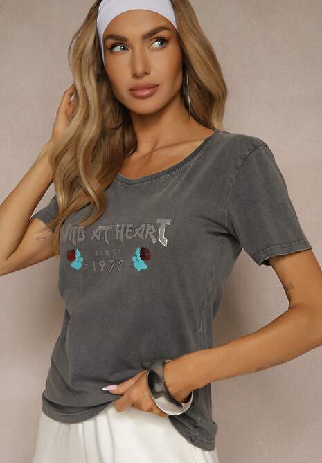 T-shirt Savetelle Gri închis 4