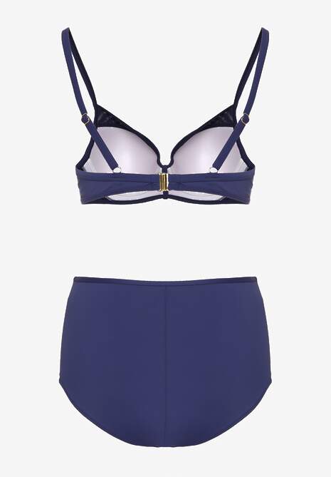 Granatowe Bikini Biustonosz Zdobiony Aplikacją i Majtki Typu Figi Iffirelle 6