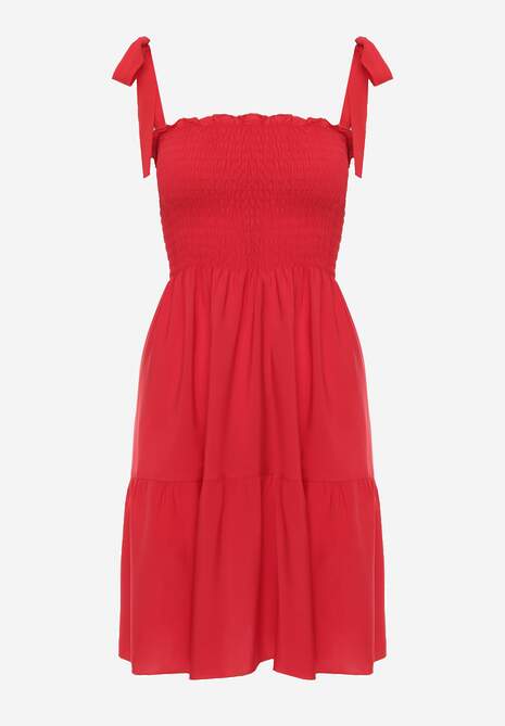 Czerwona Sukienka z Bawełny Ozdobiona Wiązaniem Tollasea 6
