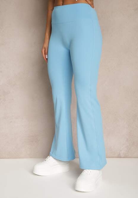 Niebieskie Spodnie Dzwony Legginsy High Waist Onellin 4