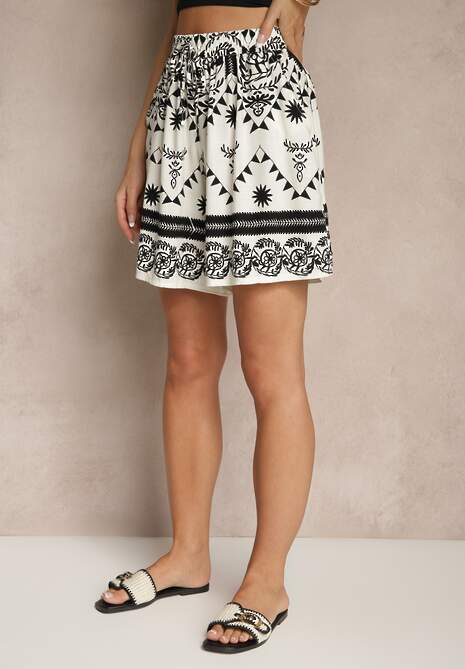 Czarne Szorty High Waist z Abstrakcyjnym Wzorem Filasena 4