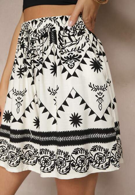 Czarne Szorty High Waist z Abstrakcyjnym Wzorem Filasena 5