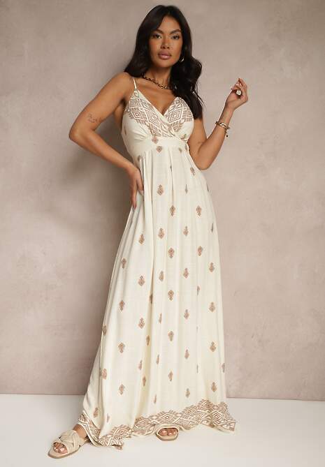 Rochie Reveesia Crem cu bej 4